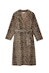 Lucia Leopard Denim 55 Coat in stretch denim with an all-over leopard print, notched lapels and a tie waist belt.