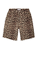 Leopard Lucia Scallop Pocket Long Shorts in brown leopard print denim featuring signature scalloped pockets.
