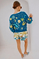 Thumbnail for Palm Elissa Shorts in a multi-coloured palm leaf print, styled with a blue motif jumper and heels.