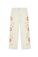 Ecru Enchanted Scallop Jeans in wide-leg denim featuring sun embroidery and scalloped pockets.