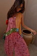 Etta Handkerchief Hem Top in a vibrant multi-colour sun print with a gathered neckline and asymmetric draped hem.