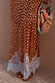 Fawn print Maeva Skirt Petite in brown with a pale blue lace border, styled with a colourful beaded handbag.