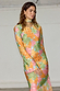Thumbnail for Floral Alaia Dress featuring a multicoloured floral print with gold flecks and subtle bell sleeves.