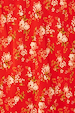 Red Floral Midi Skirt detail featuring the red viscose fabric and white floral print.