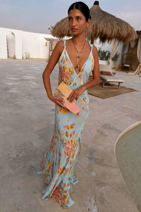 blue floral dress wedding guest Wedtrend Women Long Bridesmaid Print A Line Off the Shoulder Dress, Blue / US12 The fabric is comfortable for skin Sky Blue Floral Sofia Dress