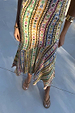 Fiesta Remi Midi Dress in a multicoloured geometric print with an asymmetrical frill hem.