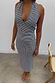 Thumbnail for Black and white Gingham Halterneck Dress featuring a plunging V-neckline and retro chequered print in a midi length.
