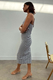 Gingham Halterneck Dress in black and white check, featuring a midi length and side profile view.