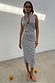 Black and white Gingham Halterneck Dress with a retro halter neck and matching neck scarf.