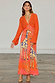 Orange Giraffe Emma Dress with a crochet knit top and a premium viscose skirt featuring a bold giraffe print.