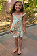 Blue Starburst Skirt Co-ord Set with sun and star prints, featuring a cotton peplum top and tiered skirt designed in London.
