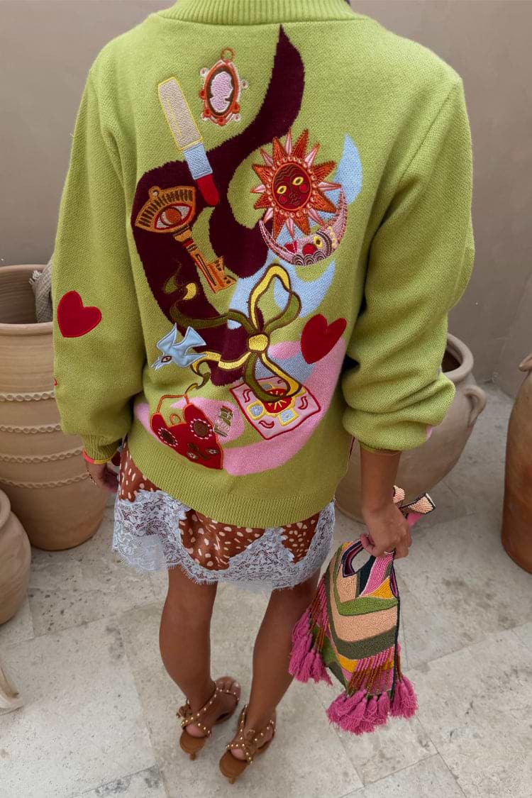 never fully dressed embroidered cardigan Women's Cream Neon Embroidered Darcy Cardigan in - Size XL