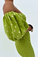 Olive Jojo Dress with gold flecks, featuring a shirred bodice and off-the-shoulder puffed sleeves.