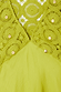 Thumbnail for Green Shell Mini Elodie Dress detail featuring lime crochet knit, satin, and gold shell charms.