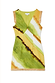 Green Ombre Deia Dress featuring earthy green and yellow watercolour tones with textured raffia trim.