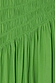 Green Shirred Nara Dress close-up highlighting the elastic shirring and lightweight pleated green fabric.