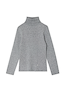 Gunmetal Rib Knit Jumper in grey featuring a roll neck, long sleeves, and a small silver metal NFD logo at the hem.