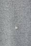 Gunmetal Rib Knit Jumper detail with grey shimmering rib fabric and a small silver metal NFD logo.