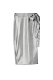 Gunmetal vegan leather Jaspre wrap skirt with a tie fastening on a white background.