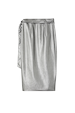 Gunmetal vegan leather Jaspre wrap skirt featuring a metallic grey finish and side tie fastening.