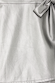 Gunmetal vegan leather detail of the Jaspre mini skirt showing metallic texture and wrap tie fastening.