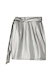Gunmetal vegan leather Mini Jaspre wrap skirt in a metallic finish with a tie waist.