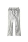 Gunmetal Vegan Leather Trousers with a straight-leg fit and metallic silver-grey finish.