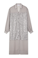 Gunmetal Sequin Lila Shirt Dress with a silver sequinned panel and button-up front in a grey longline style.