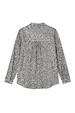 Gunmetal Sequin Miley Shirt in shimmering silver, showing the back of the relaxed-fit, long-sleeved silhouette.