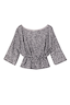 Gunmetal Sequin Tilly Top with wide sleeves and a gathered waist, shown as a flat lay on a white background.