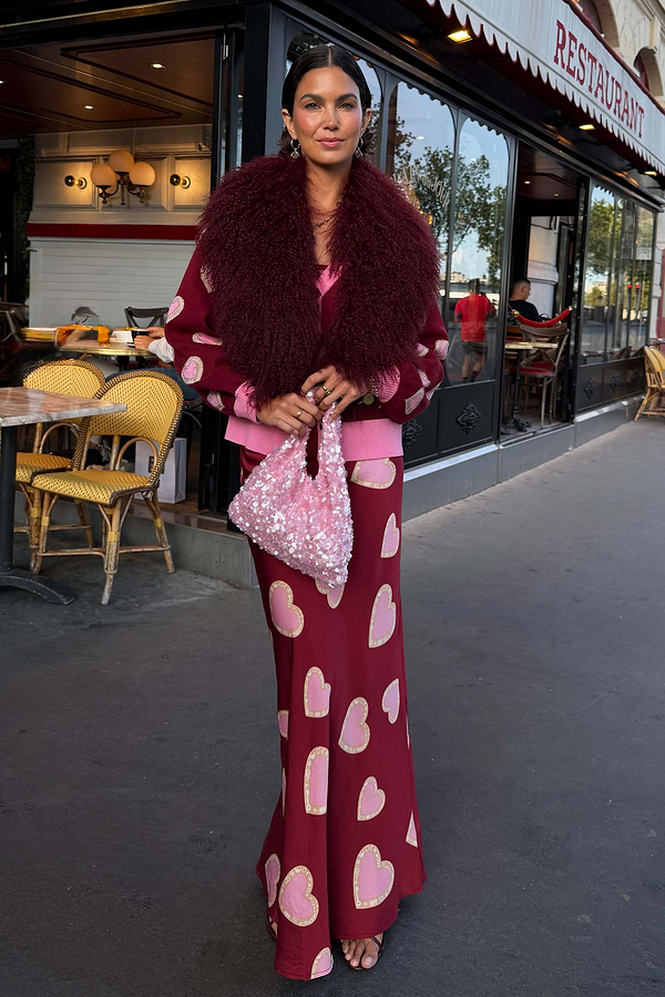 Burgundy Hearts Dorris Skirt