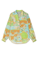 Oversized multi-coloured Isla Miley Shirt featuring hand-painted motifs and green scalloped cuffs.