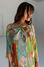 Thumbnail for Isla Jem Dress in multi-coloured stretch plisse fabric with hand-painted motifs and a relaxed silhouette.