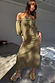 NFD Khaki Ella Dress in a linen blend featuring a multi-wear ruffled neckline and side pockets.
