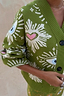 Thumbnail for Khaki Eye Cardigan featuring iconic NFD eye and heart motifs on green knitwear with button-up detail.