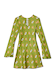 Khaki Eye Mini Soho Dress in green featuring an iconic eye print, flared sleeves and keyhole back detail.