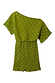 Thumbnail for Khaki Mini Plisse Tilly Dress with gold flecks, featuring an asymmetric one-shoulder neckline.