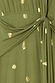 Thumbnail for Khaki Shell Midi Dress detail featuring gold seashell prints and a side-tie waist on green fabric.