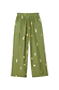 Wide-leg Khaki Shell Trousers with a metallic gold shell print and an elasticated waistband.
