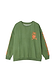 Slightly oversized khaki sweatshirt with orange palm tree and heart embroidery on the chest and sleeves.