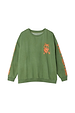 Slightly oversized khaki sweatshirt with orange palm tree and heart embroidery on the chest and sleeves.