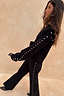 Black Studded Cardigan and matching Petite Knit Trousers co-ord featuring silver metal stud details.