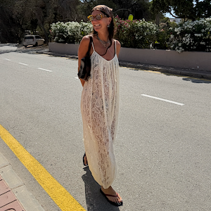 Cream Lace Balloon Jumpsuit