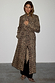 Lucia Leopard Denim 55 Coat in leopard print with a tie waist, designed in London for transeasonal layering.