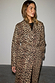 Lucia Leopard Denim 55 Coat in stretch denim with leopard print and a detachable tie waist.