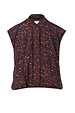 Dark Leopard Gilet featuring a funnel neck, concealed zip and drawstring waist in a water-resistant padded fabric.