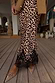 Thumbnail for Leopard Lace Midi Maeva Skirt with black lace trim, styled with a camel blazer and tan eyelet flats.