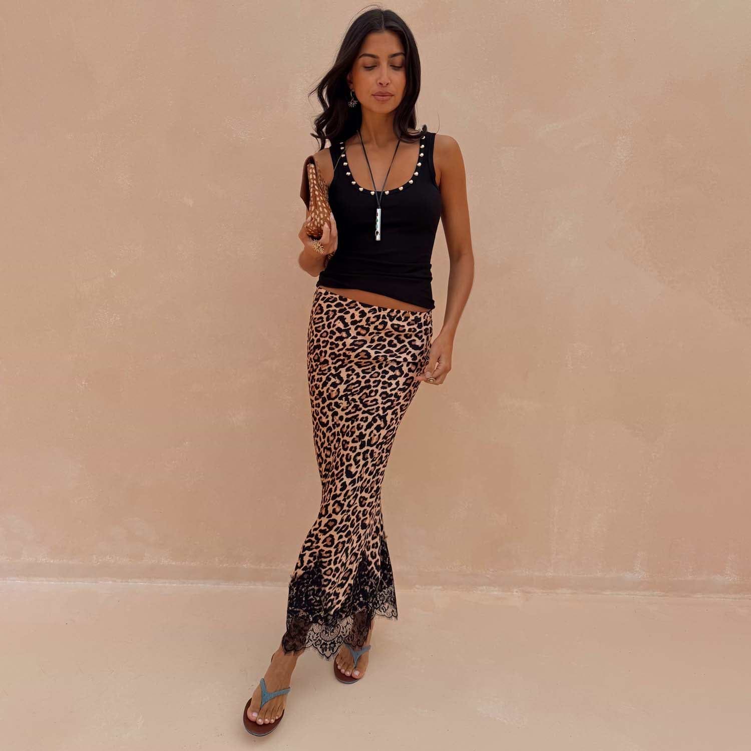 never fully dressed leopard lace maeva skirt Never Fully Dressed Women's Maeva Satin Red Lace Trim Mini Skirt