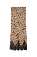 Leopard print Maeva midi skirt featuring a black lace border at the hem.