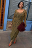 Olive Blurred Leopard Scoop Neck Mesh Dress